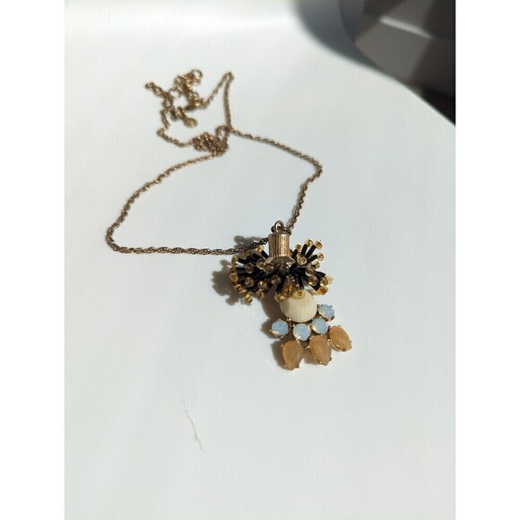 J Crew Vintage Beaded Flower Burst Gold Tone Necklace - Picture 4 of 6
